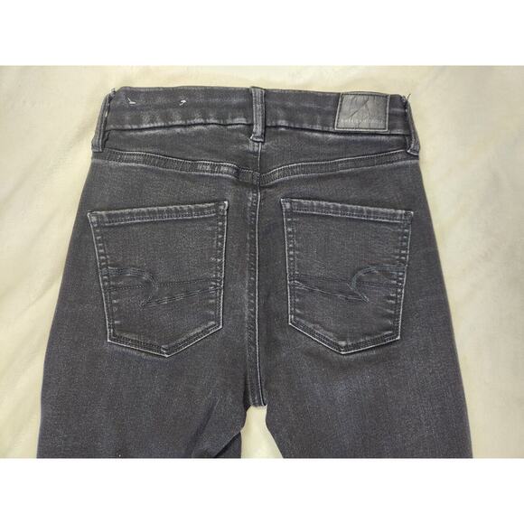 Sz 0 American Eagle Jeans Distressed Black Jegging Charcoal Wash Womens Size 0 - Picture 8 of 10